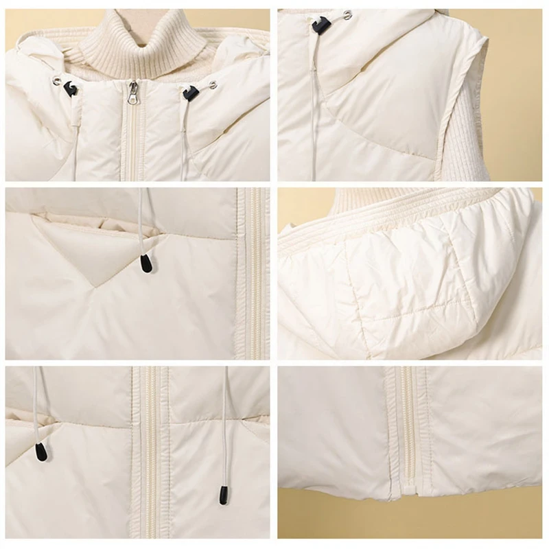 Short Vest Jackets 2025 Fashion New Korean Women's Hooded Tether Solid Casual Sleeveless Waistcoat Loose Student Coats Trend Top