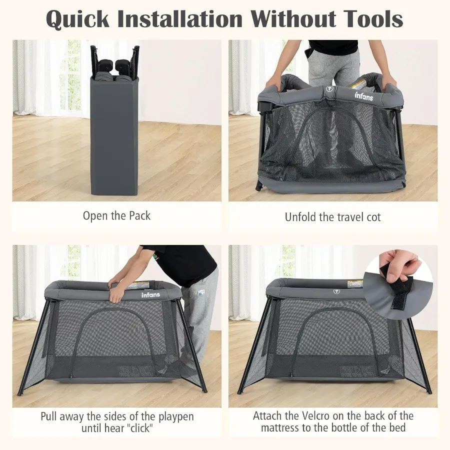 Berço de viagem portátil cercadinho do bebê com berço removível colchão macio saco de transporte dobrável leve playard berçário centro f