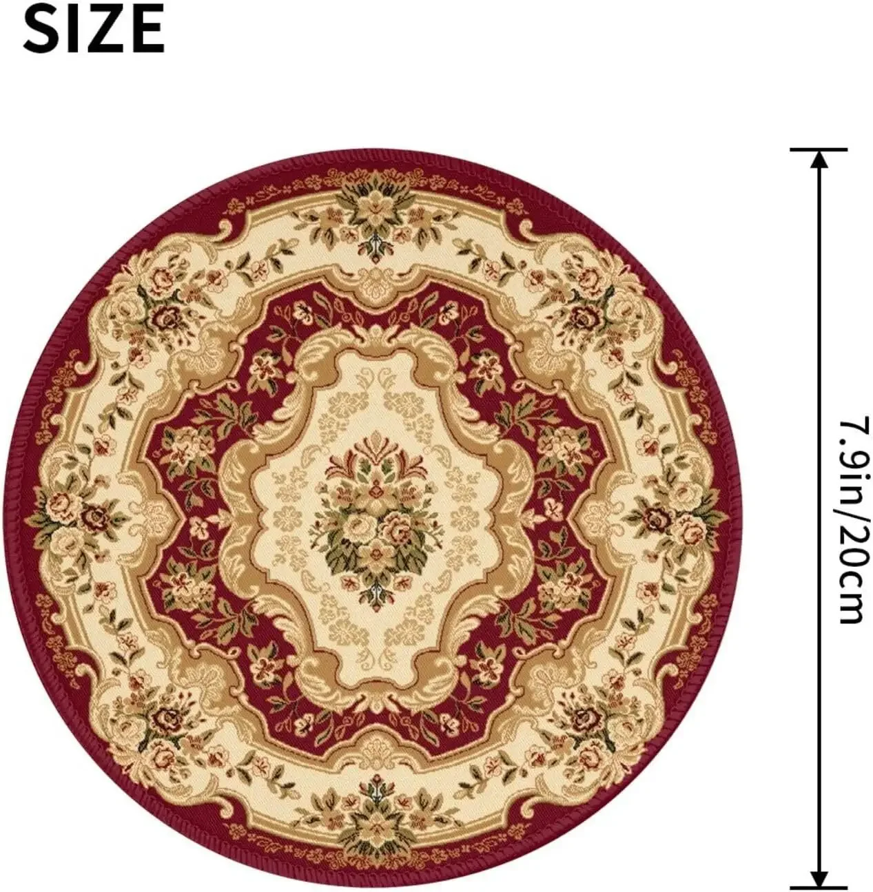 Vintage Oriental Persian Floral Rug Round Mouse Pad with Stitched Edges Anti-Slip Rubber Small Soft Mice Mats for Laptop Office