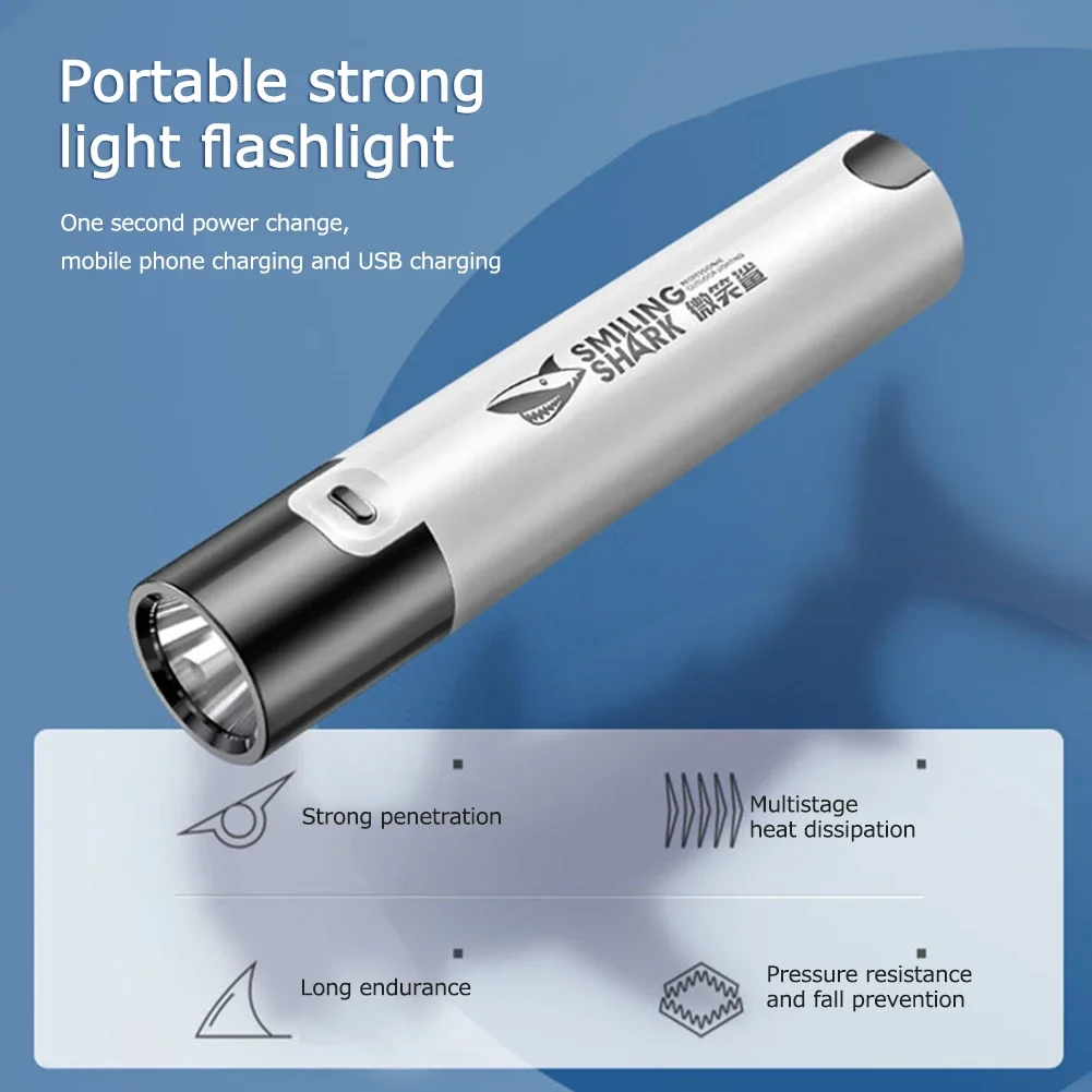 High Power LED Flashlight Emergency Light USB Fast Charging Flashlights Waterproof Torch with Built-in Battery