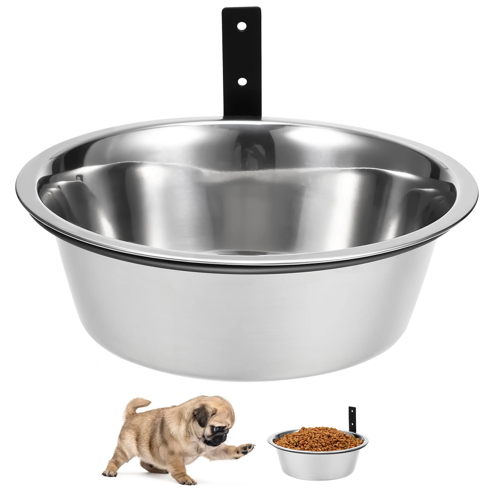 

1 set Elevated Dog Bowl 8 Inch Stainless Steel Wall Mounted Raised Food Water Bowl For Large Medium Dogs Easy Durable Pet
