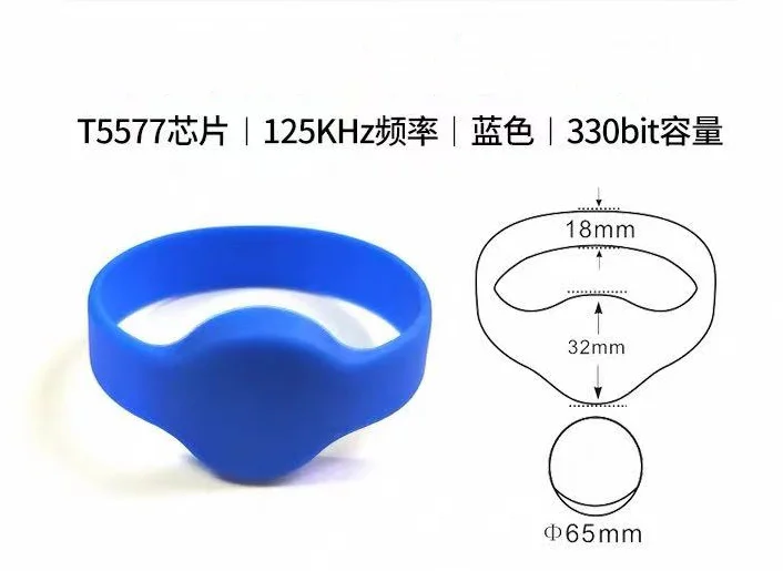 5PCS 125khz  T5577 RFID Copier Rewritable Bracelet ID Card Silicone Band  Access Control Card Wristband