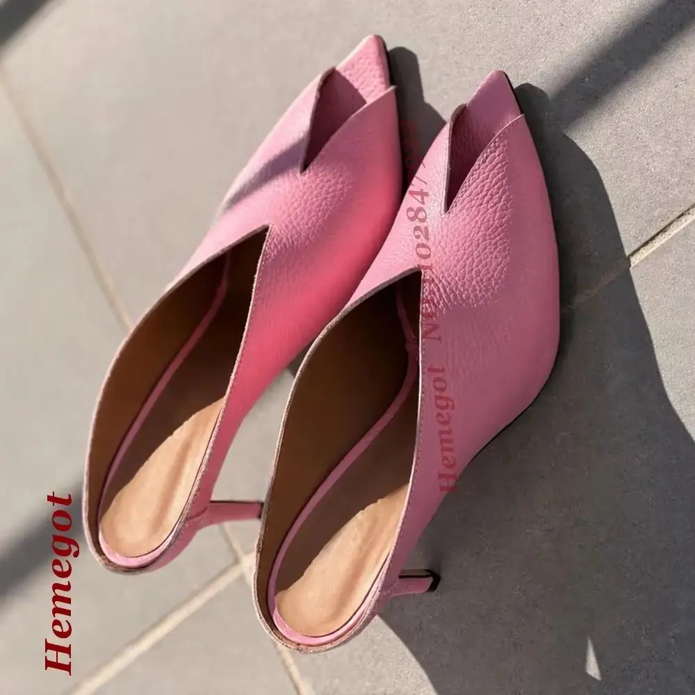 Slip On Stiletto High Heels Women's Mules Blue Suede Pointy Toe Slippers 2026 New Summer Solid Concise Shoes Outside Slippers
