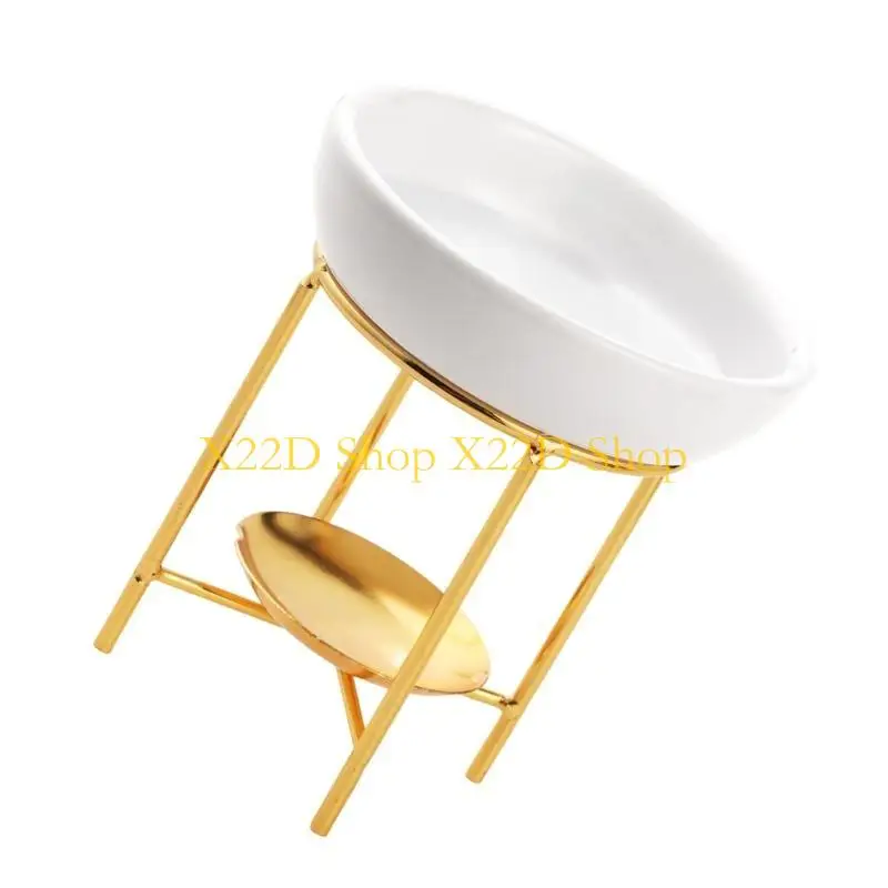 X22D Elegant Ceramics Essential Oil Burners Metal Tealight Holder Rack Aromatherapies Diffuser for Home Decors and Relaxation