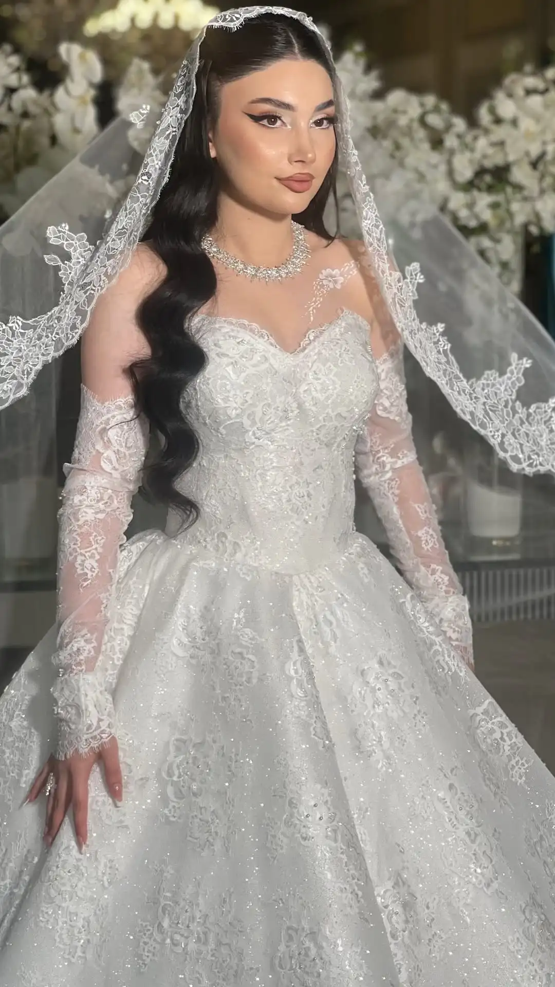 Luxury Sweetheart Off Shoulder Detachable Long Sleeve Lace Bridal Gown Arabic Dubai Wedding Dress Vestido De Novia Customized