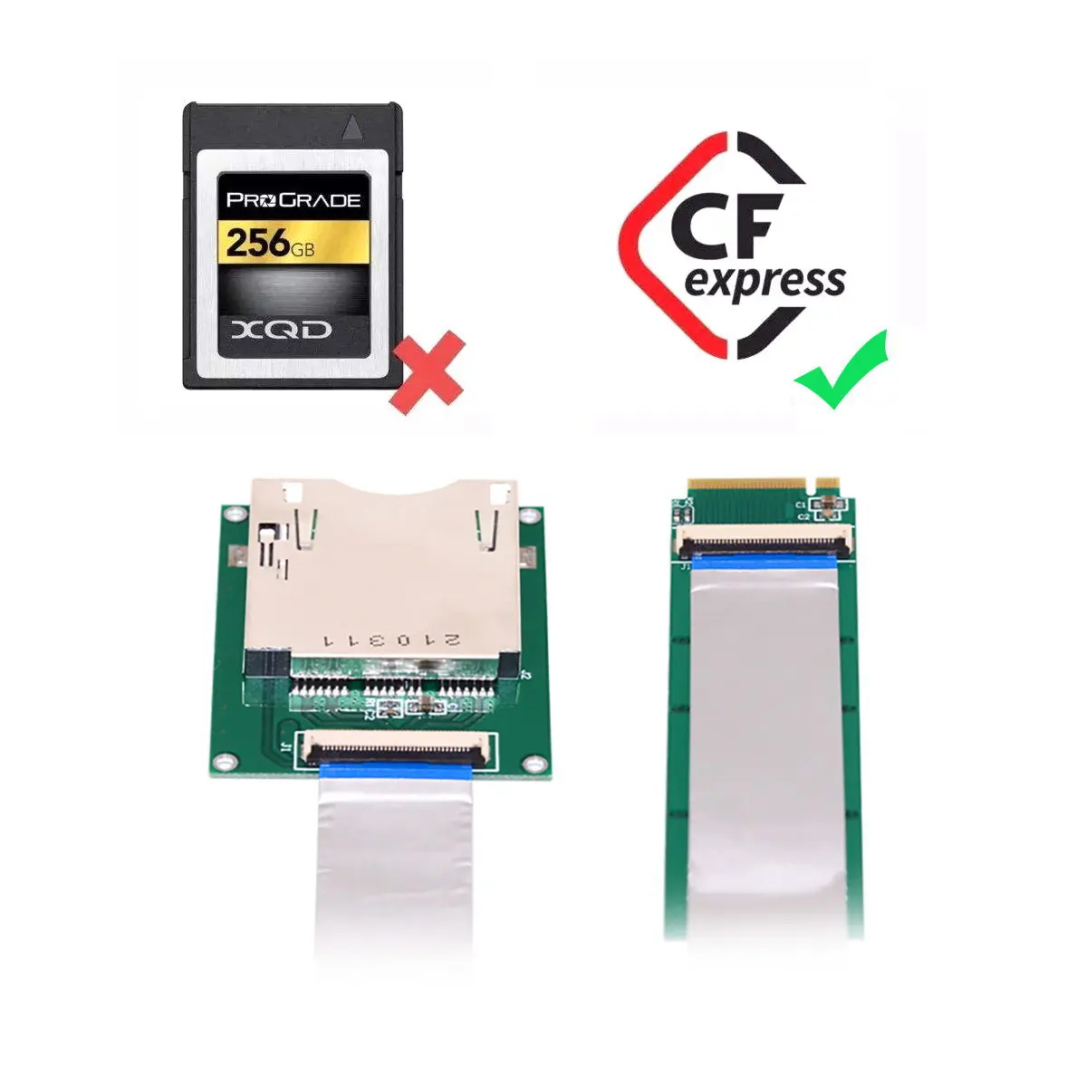Материнская плата NGFF M.2 NVMe для CF Express, Удлинительный кабель M2 M-key для CFE Type-B, Поддержка карт памяти R5 Z6 Z7, 20 см
