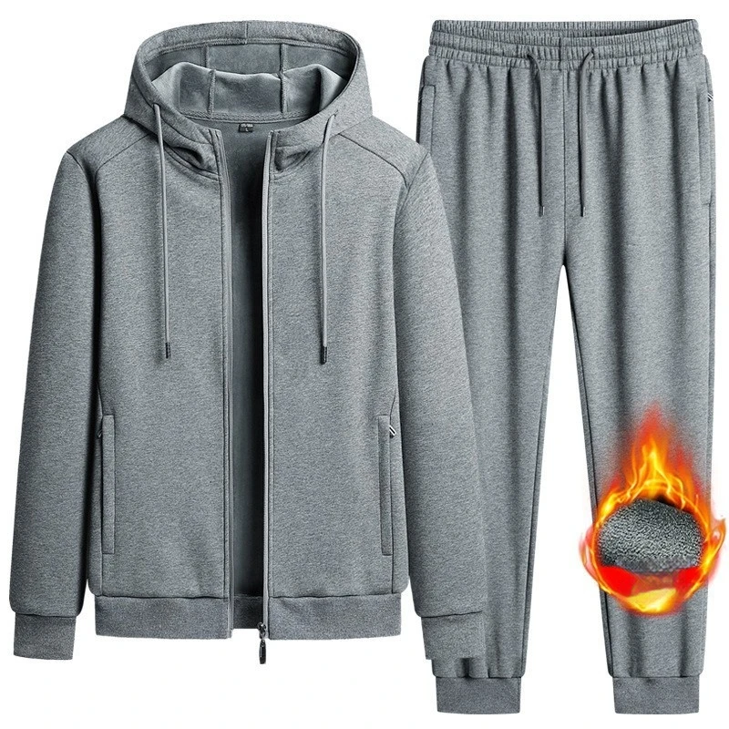 

2025 Winter Men Cotton Hoodie Tracksuit Set Hooded Sweatshirt Pants Running Jogging Sportswear Casual Outfit