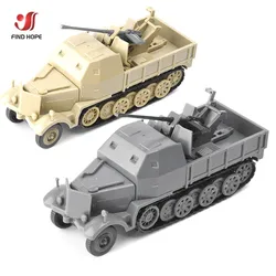 1/72 4D SD.KFZ.7/2 Half track Anti-aircraft Armoured Vehicle Assemble Model Air Defense Military Built Block Sandpan Game Toy