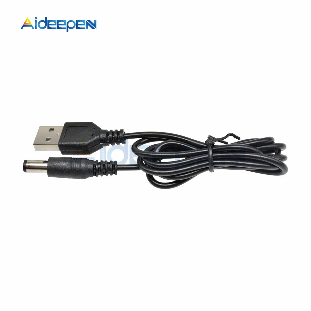 80CM USB Port To 5.5mm x 2.1mm 5.5X2.1 USB to Power Connector Adapter Cable Black For LED / Electronic Goods