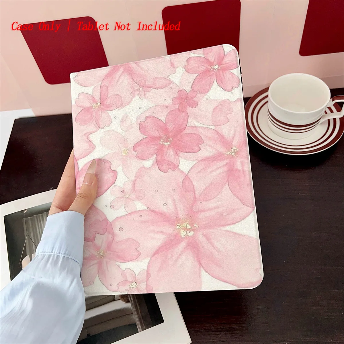 Chic Pink Large Floral Designs iPad Case for Pro 11 3rd/4th Gen Air 2 9.7 Mini 4 Anti-Yellowing Cover