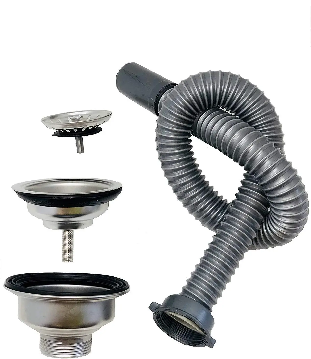 

Salon Shampoo Bowl Complete Shampoo Bowl Drainage Assembly and Flex Pipe Drain Hose