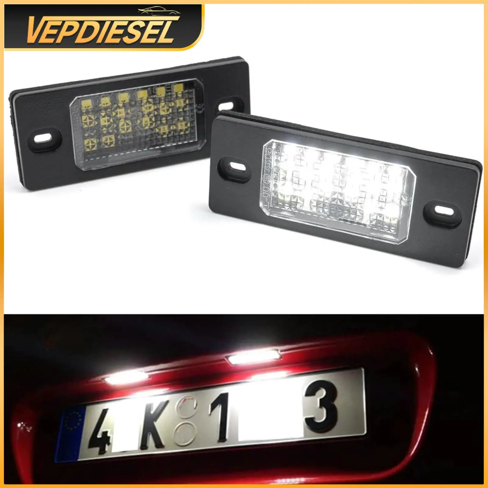 

2Pcs/Set White LED License Number Plate Lights 12V 7L5943021B 7L5943021C For Volkswagen Tiguan 2009