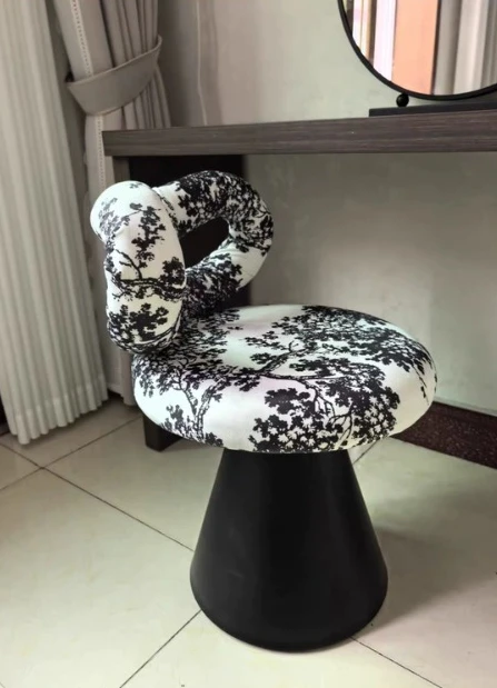 أنيقة خمر الغرور البراز تدوير المخملية بدوار ماكياج البراز مع Bowknot الرجعية براقة خلع الملابس مقعد ديكور غرفة نوم