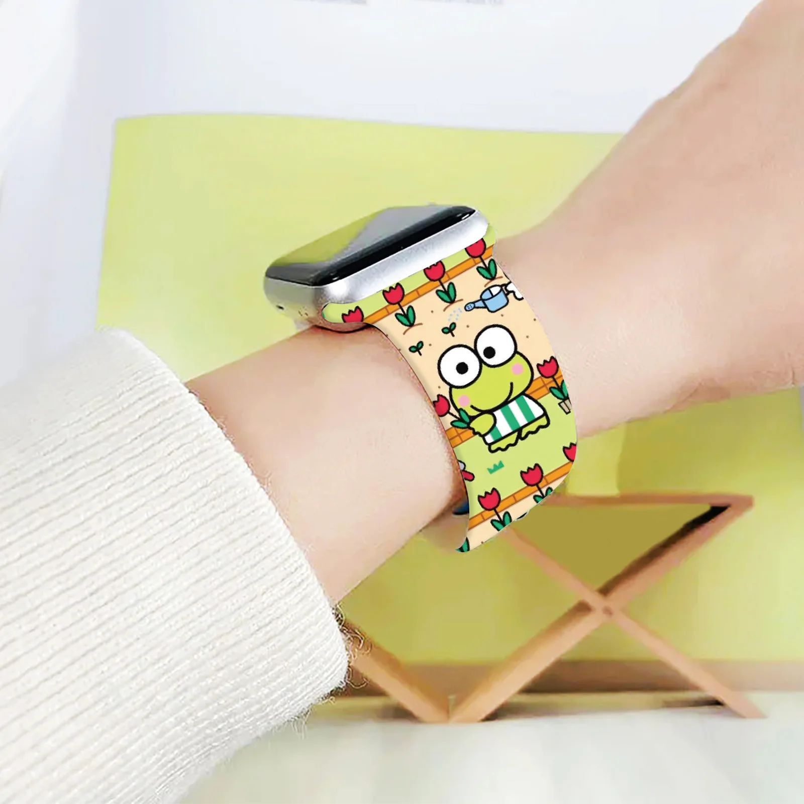 Sanrio Keroppi Series Print Strap for Apple Watch 11 10 9 SE Silicone Band Replaceable Watchband for iWatch 46mm 42mm 41mm 40mm