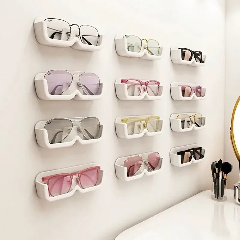 Sunglasses Storage Rack High End Glass Display Cabinet Glasses Organizer Box Wall Mounted Perforated Free Sunglass Home Tidying