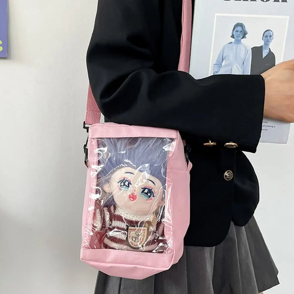 Multicolor Doll Display Bag Gift Solid Color Transparent Window Shoulder Bag Bilayer Outdoor Bag Crossbody Bag