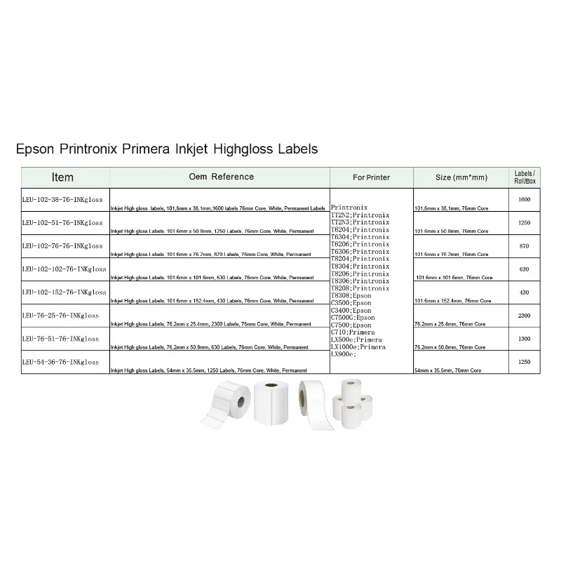【Bulk Sales】Glossy Inkjet Label Roll PLA/PET Material 102*76mm 415 Labels/Roll For ColorWorks Compatible High Gloss Printer Supp