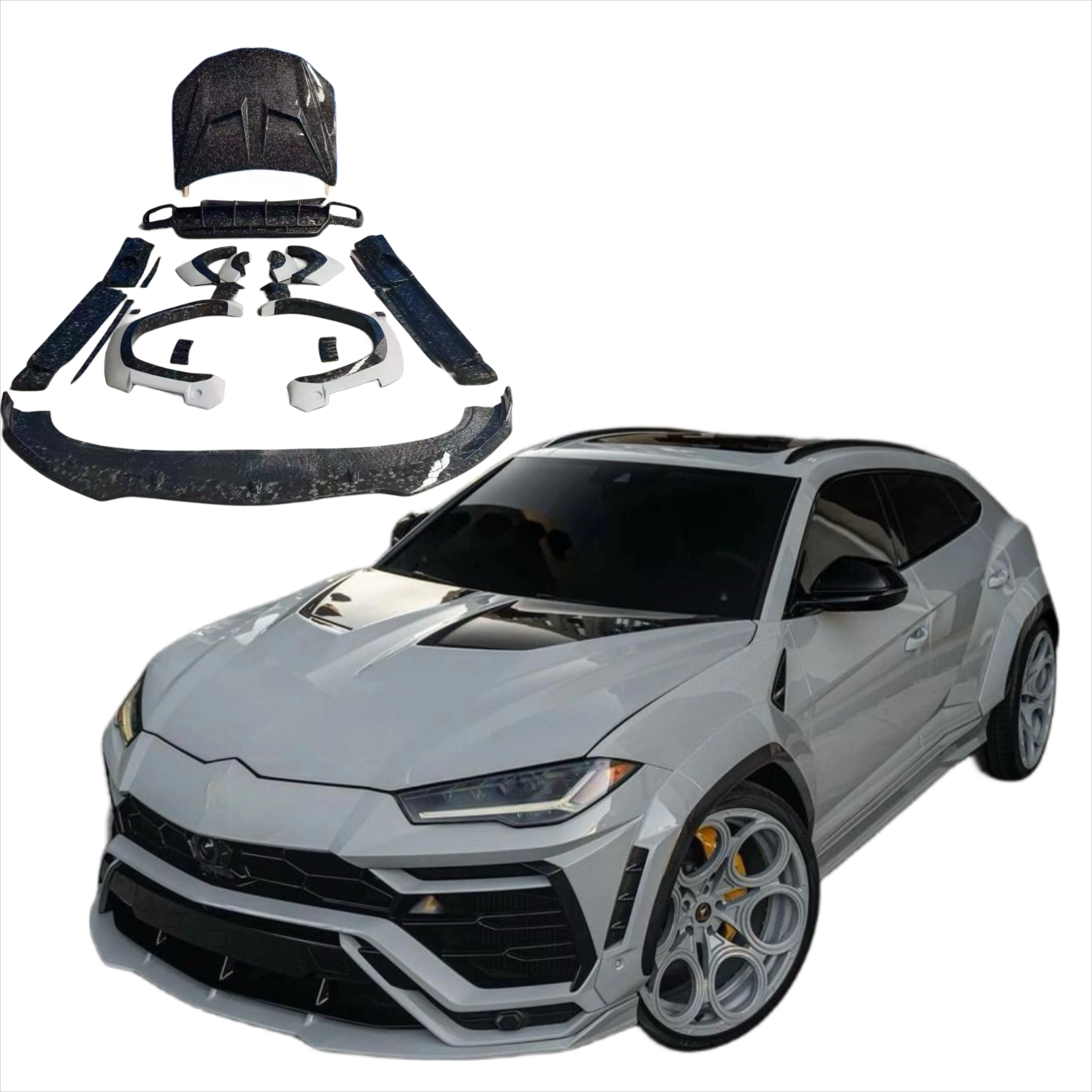 1016 Style Wide Body Kit For Lamborghini Urus   Carbon Fiber Front Lip Diffuser Spoiler Hood Wide-body bumper