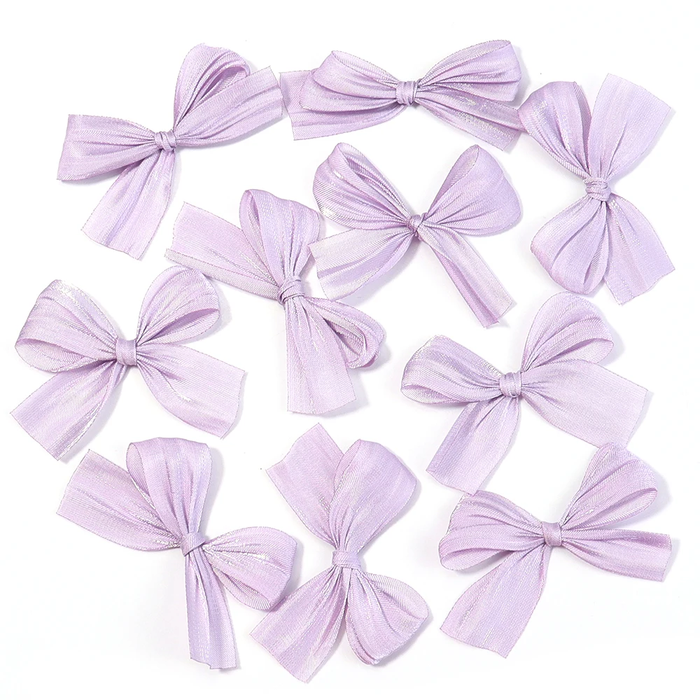 10 Stuks 4x5.5cm Parelmoer Satijnen Lint Strikken Kleurrijke Vouw Kleine Strik Voor Geschenken Bloem Verpakking Deco DIY Bruiloft decor