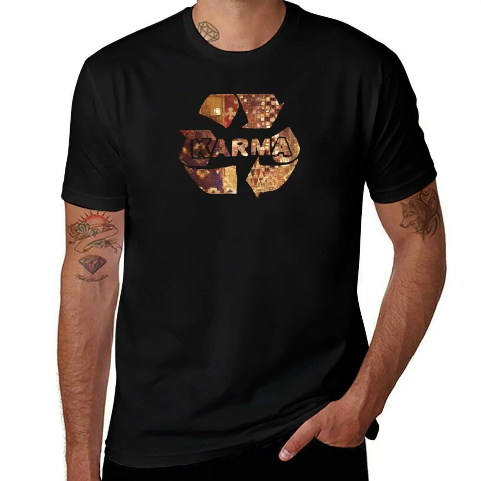 

Karma patchwork photography overlay T-Shirt boys animal print graphic t shirts new edition cotton t shirt men