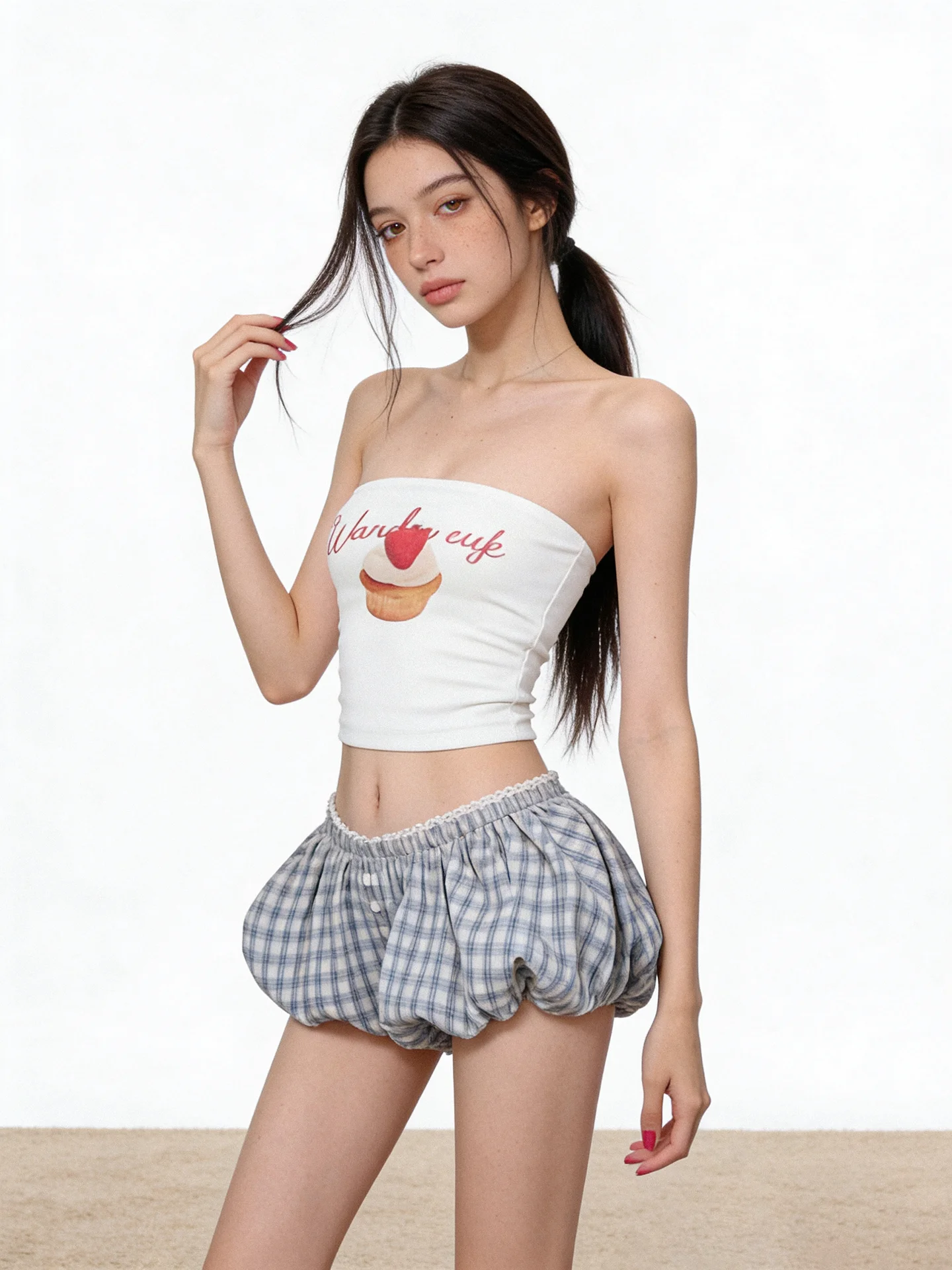 

JYOOK American Style Printed Crop Top Women's Spring Summer Hot Girl Outdoor Wear Sleeveless Wrap Chest Slim Short Length Shirt
