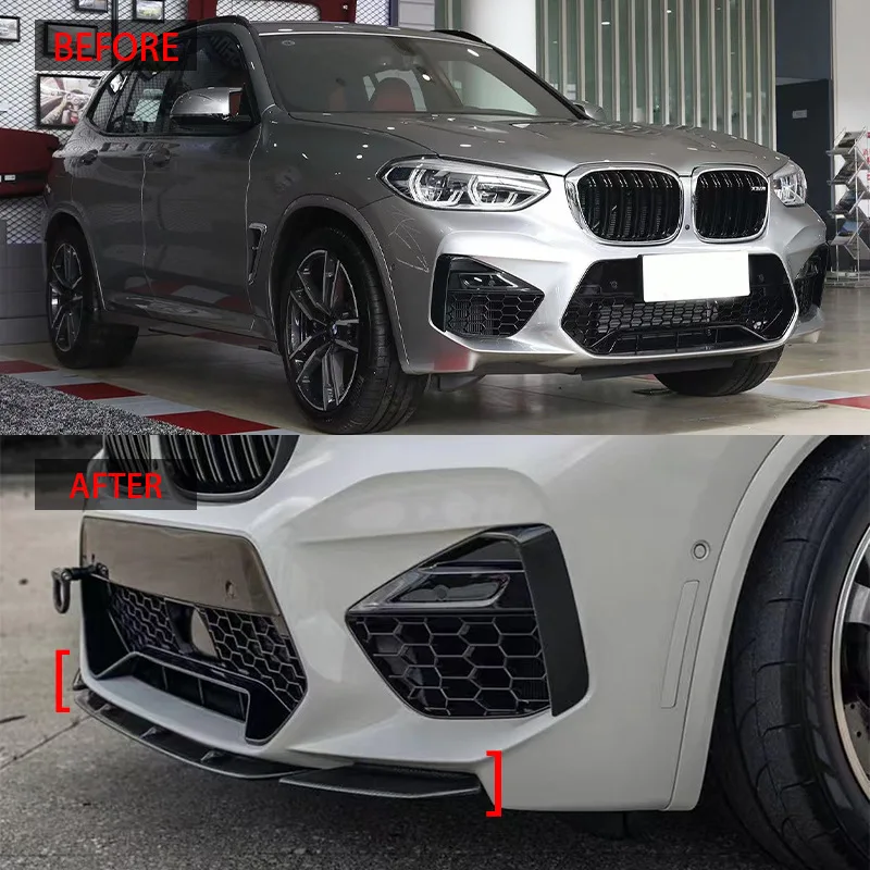 Black Lower Lip Front Bumper Protect Front Skirt Spoiler For 2018-2021 BMW X3M X4M MP Sports Style Body Kit Splitter Trim