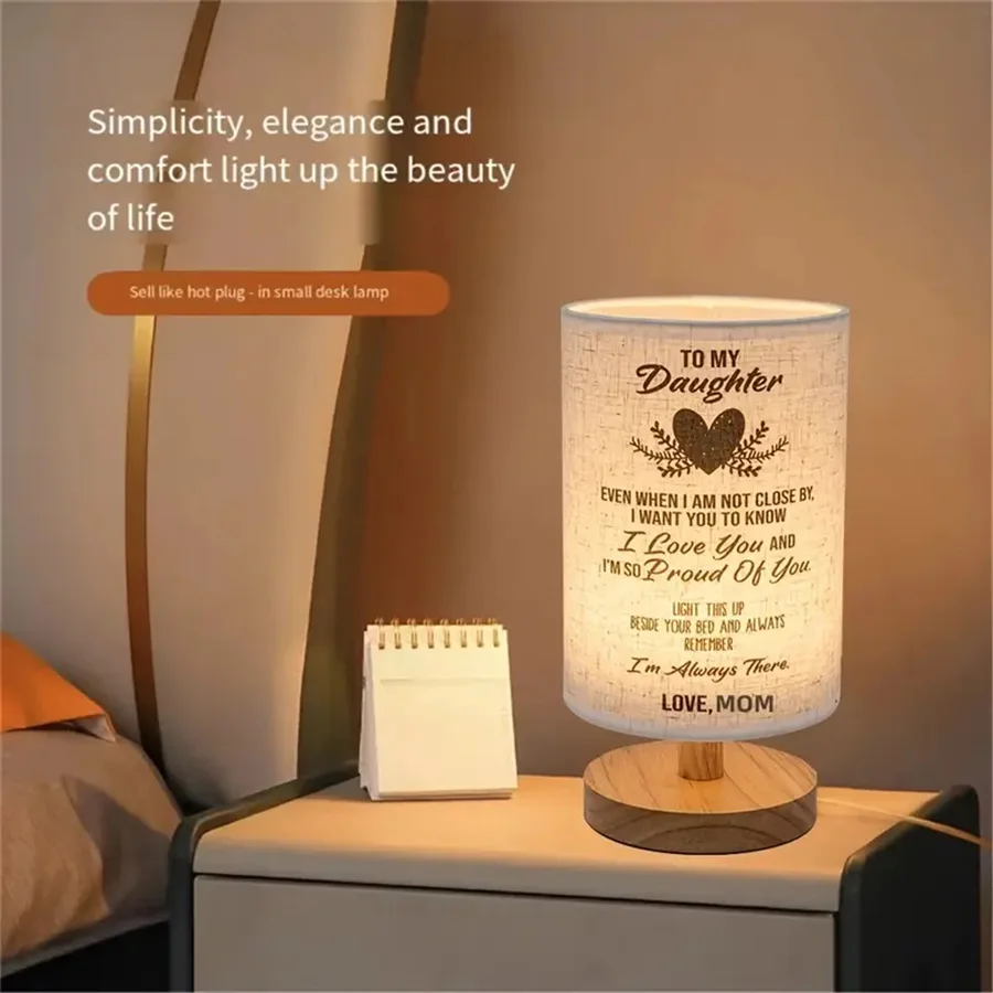 

1pc LED Cloth Covered Table Lamp With Solid Wood Base USB Plug Simple Nordic Eye protection Bedside Lamp For Bedroom Desktops