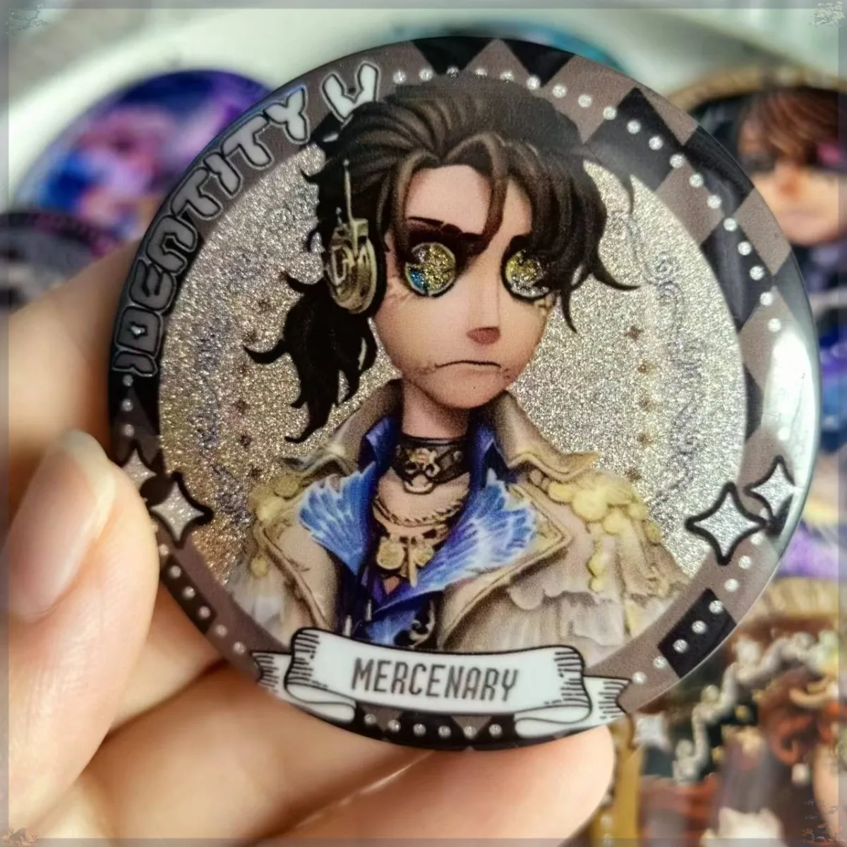 

Game Naib Subedar 5.8cm Cosplay Collectible Badge Anime Mercenary DIY Identity Double Flash Laser Fine Shine Couple Brooch
