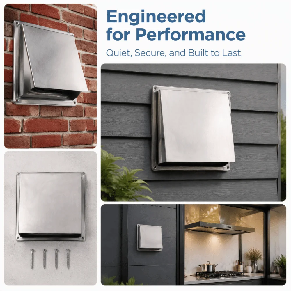 Durable Stainless Steel Dryer Vent Cover Mesh Screen Square Exterior Wall Vent Cover Exhaust Vent Hood Bathroom