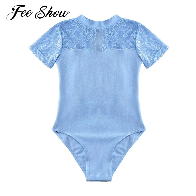 Cotton Lace Ballet Leotards for Girls Kids Ballet Dancewear Children Gymnastics Leotard Short Sleeve Dancing Bodysuit Jumpsuit