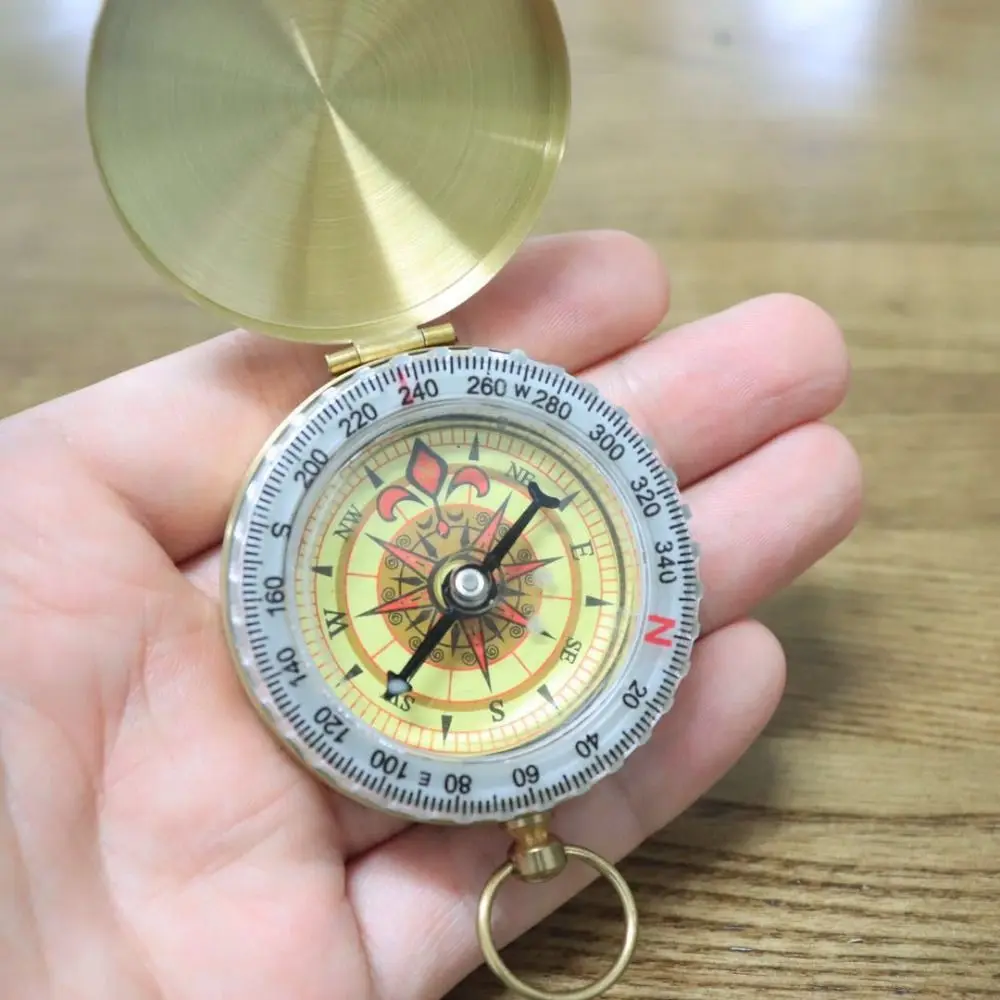 

Enhanced Pure Copper Pocket Compass Luminous Waterproof Outdoor Compass Multifunctional Portable Copper Compass Navigation