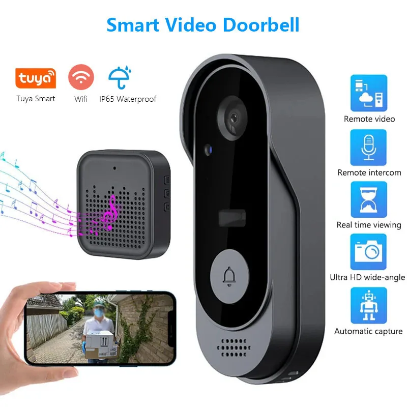 

Smart Doorbell Camera Wireless Bundle Video Doorbell WIFI HD Outdoor Phone Door Bell Camera Security Video Intercom Night Vision