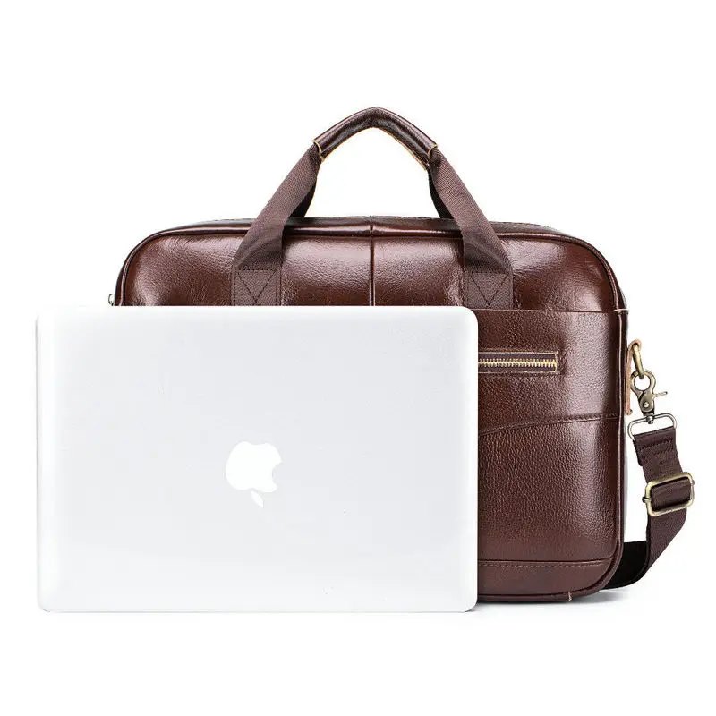 Men's Leather Briefcase Men's Business Bag Office Bag Casual Retro Leather Handbag Large Capacity Business Bag