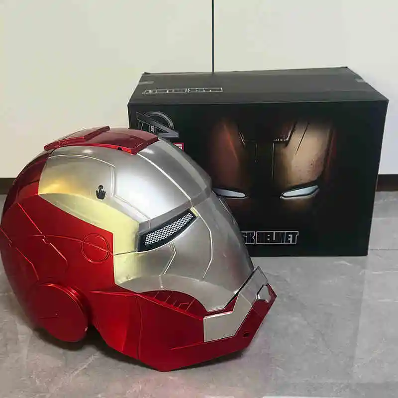 En Stock Los vengadores de Marvel casco de Iron Man modelo adulto niño Cosplay 1:1 luz Led máscara de Ironman figuras de acción de juguete regalo para niños