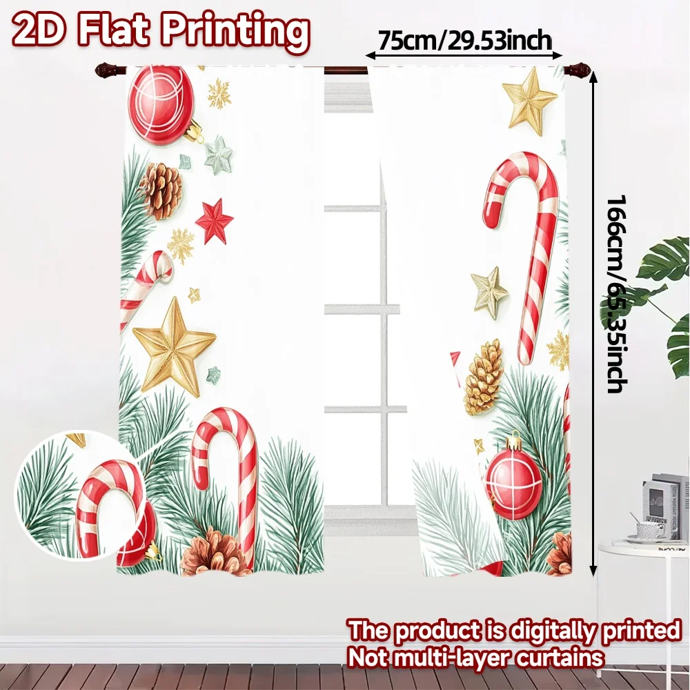 2pcs,Curtains Christmas ornaments festive_b Modern Curtains Digital Printed 100% Polyester Curtains Decorations For Home