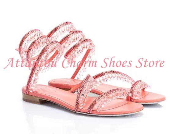 Rhinestone Sandal Women - Bling Bling Crystal Snake Strap Woman
