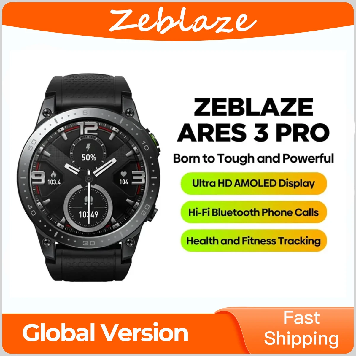 

Zeblaze Ares 3 Pro 1.43 inch 466*466 Pxels Ultra HD AMOLED Display HiFi Voice Calling 100+ Sport Modes 24H Health Smart Watch