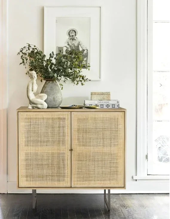 -Pine Wood Furniture Modern Nordic Design Living Rooms Bedrooms Rattan Storage Cabinet for Home
