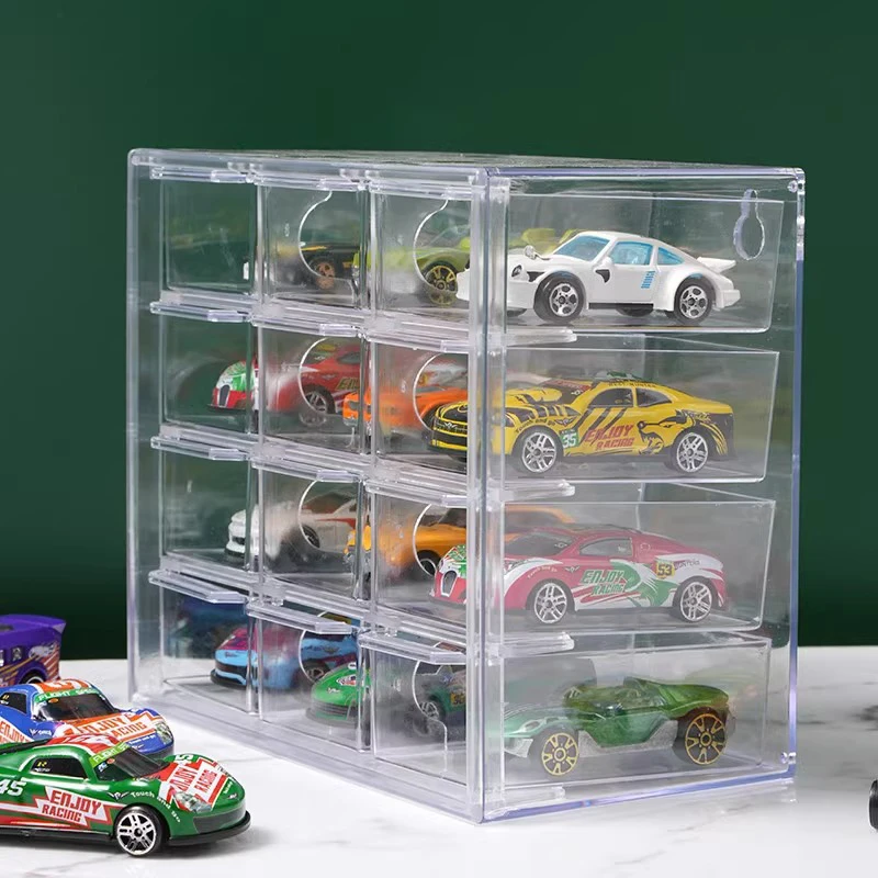 1:64 Schaal Auto Model Opbergdoos Clear Display Plank Speelgoed Auto Stofdichte Opslag Container Kast Rack Voor Speelgoed Collectie