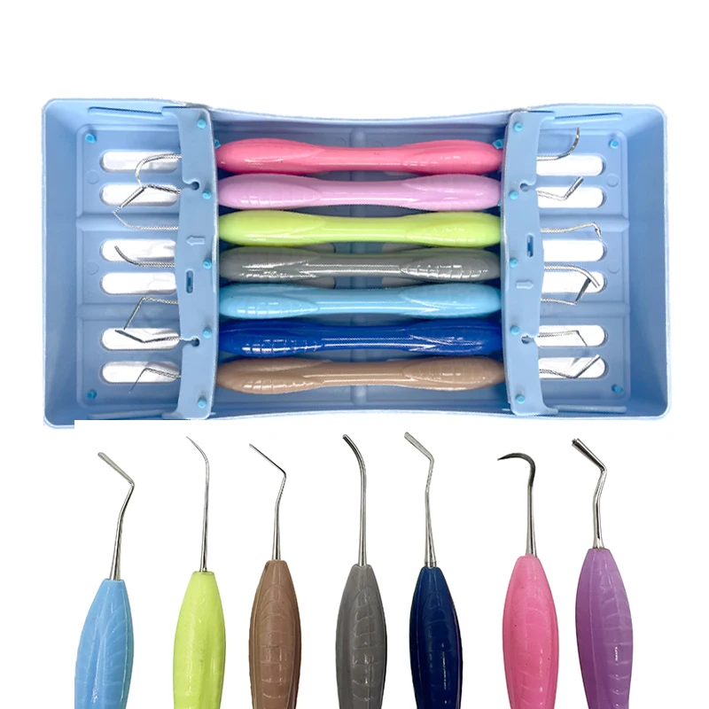 7Pcs Dental Composite Resin Filling Spatula Aesthetic Restoration Spatula Set Resin Filler Set Dental Tool with Placing Box