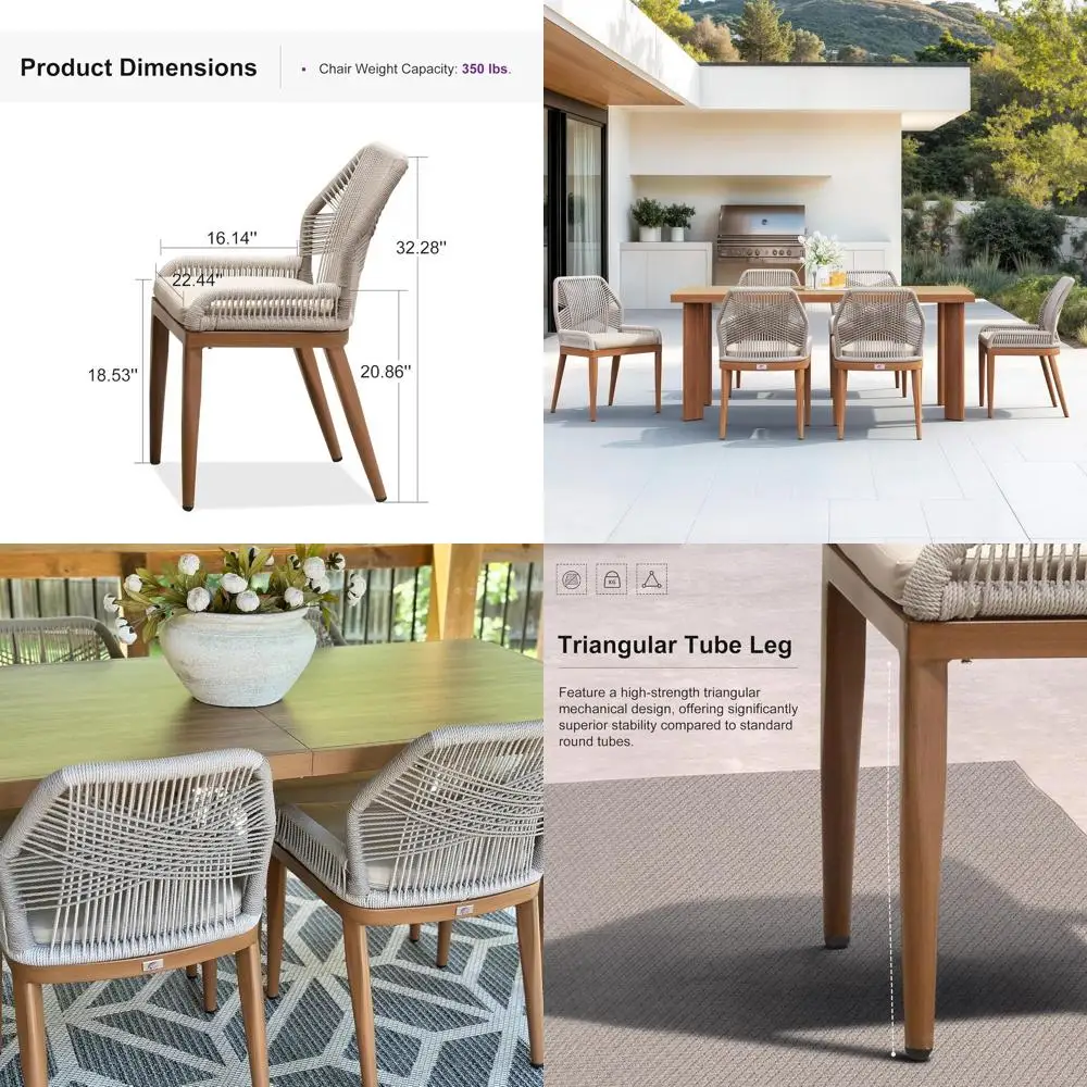 

Patio Dining Chair Set 2 Pieces ern urniture Seating or Garden Kitchen Porch Outdoor Wicker Dining Chairs with Cushions