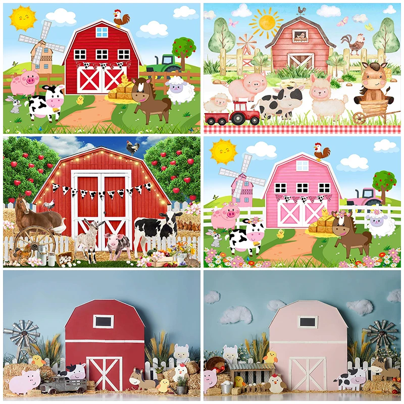 

Mocsicka Photography Background Barn Farm Animal Decoration Kids Birthday Party Baby Shower Backdrop Photo Studio