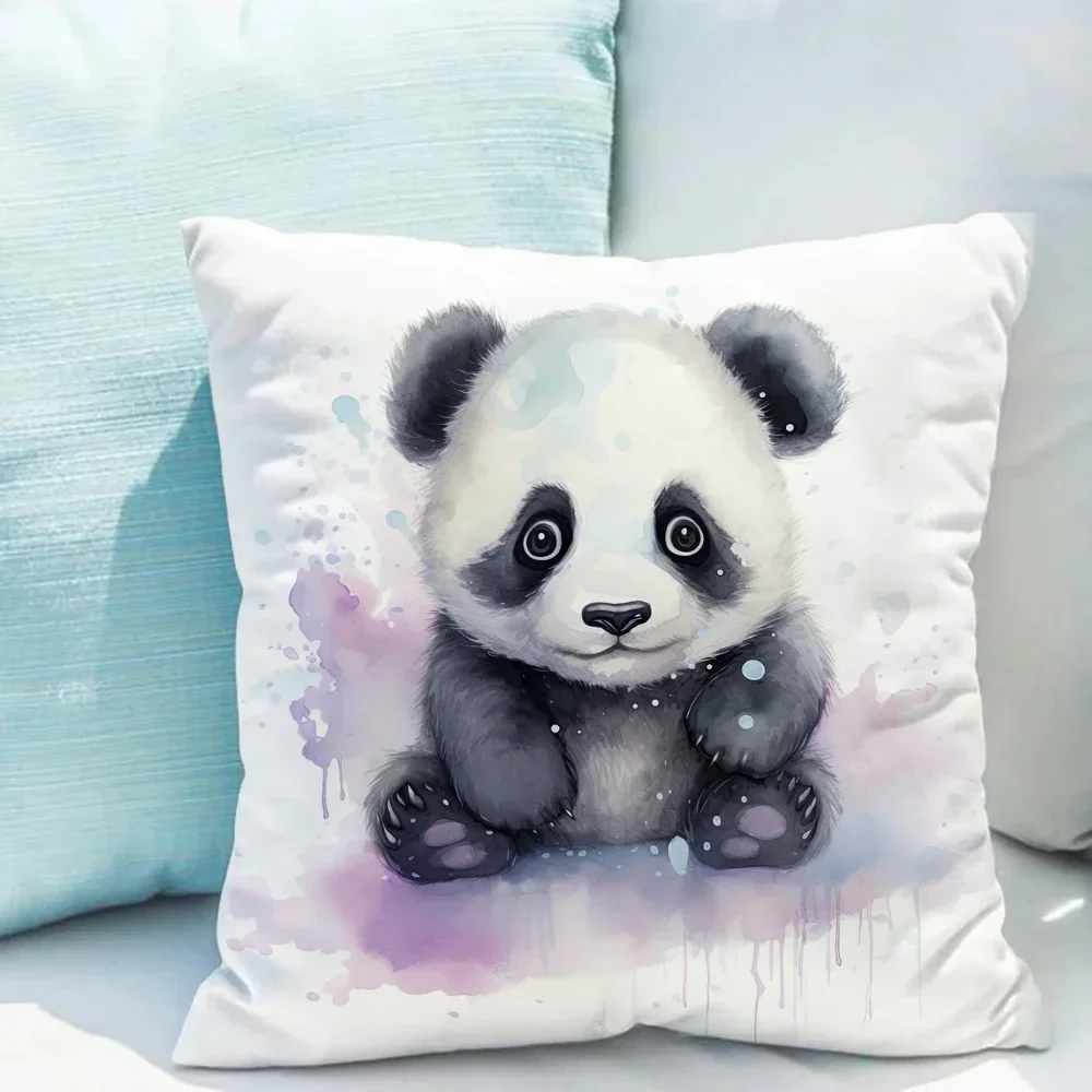 Panda Impact Cushion Cover 45*45 Decorative Pillowcase for Pillow Fall Decor Duplex Printing Short Plush Pillowcases 40x40 Sofa