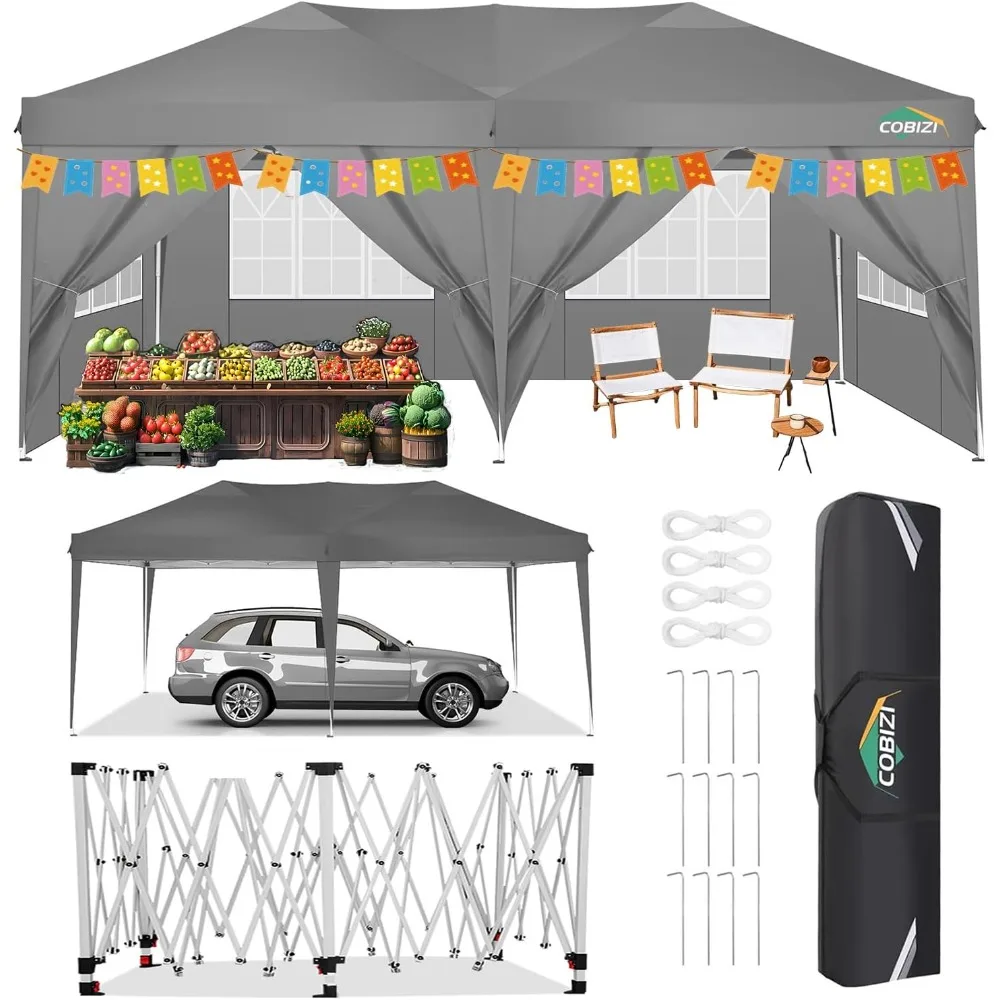 

Canopy 10x20 Pop Up Canopy Tent with 6 Sidewalls, Waterproof Outdoor Event Shelter Gazebo Sun Shade Portable 10x20 Tents for Pa