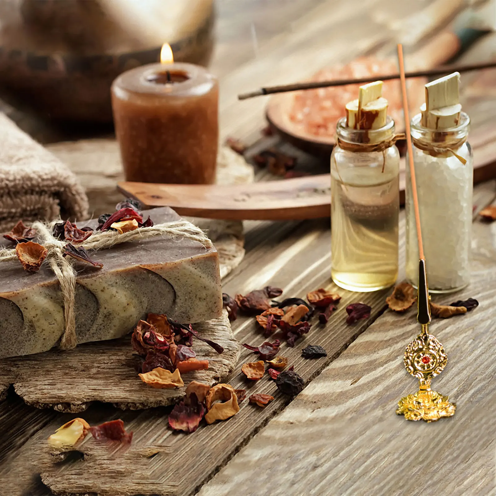 

2 Pcs Incense Clip Burners Buddha Lotus Fountain Dragon Room Zen Smoke Sticks Rack Coil Holder Alloy