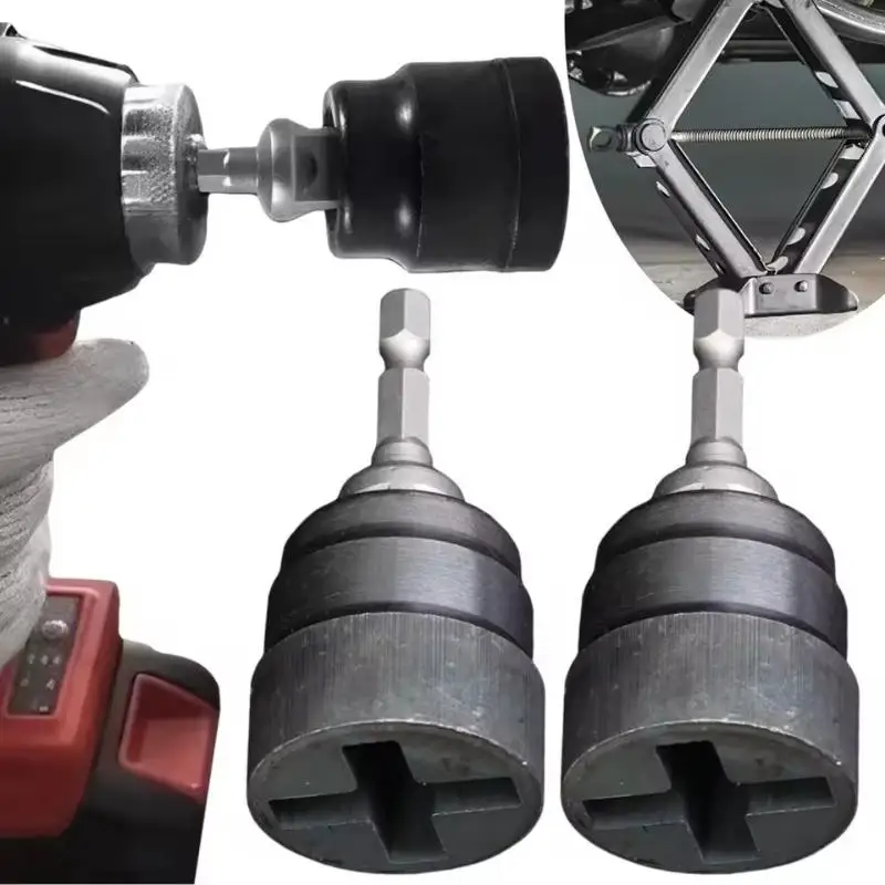 Scissor Jack Adapter Socket Quick Release Jack Adapter Impact Socket for Power Drill Wrench Easy Car Tire Change Tool
