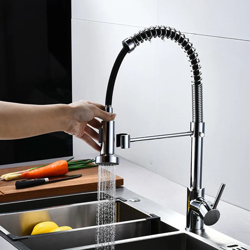 

Black Kitchen Sink Faucet One Handle Spring Hot and Cold Water Tap Deck Mounted Bathroom Matte Black Kitchen Crane