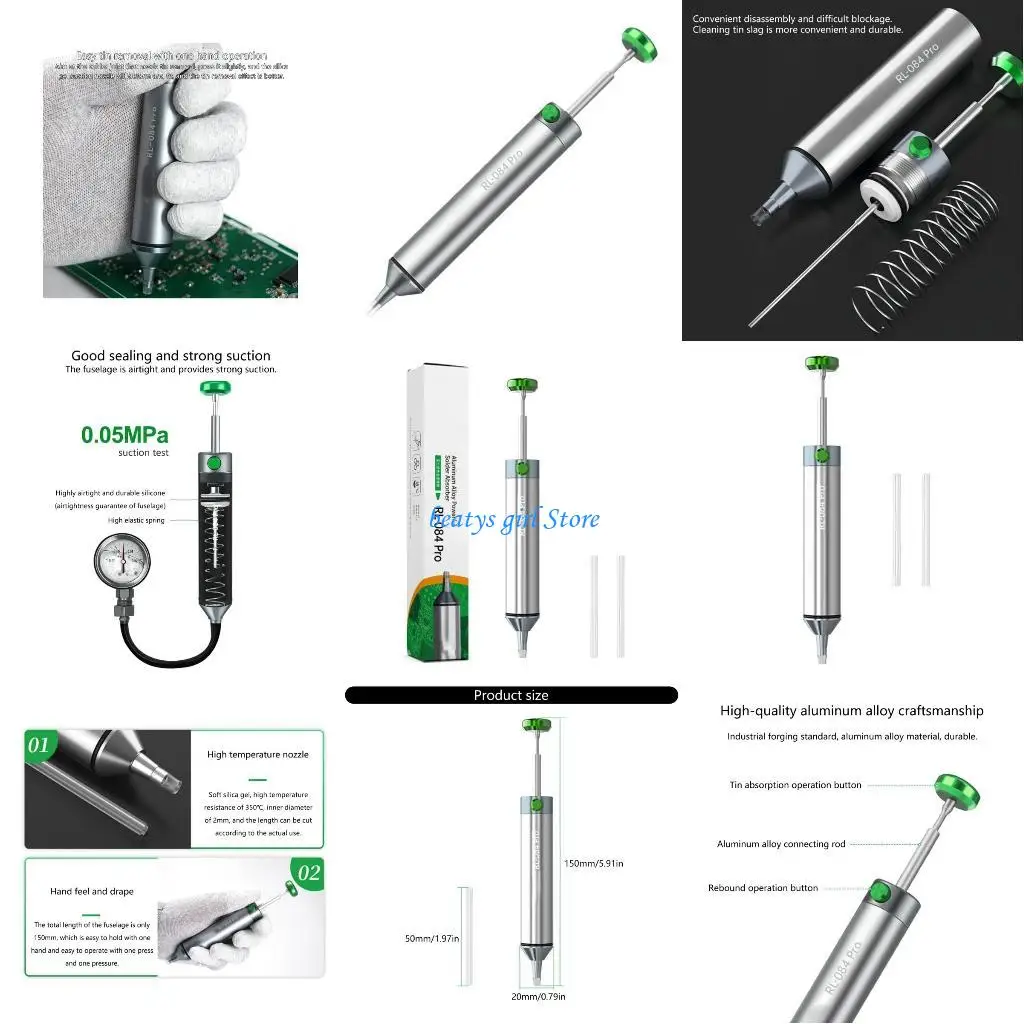 

C7AB Профессиональная ручная присоска для припоя из алюминиевого сплава для точной сварки и ремонта печатных плат Домашняя