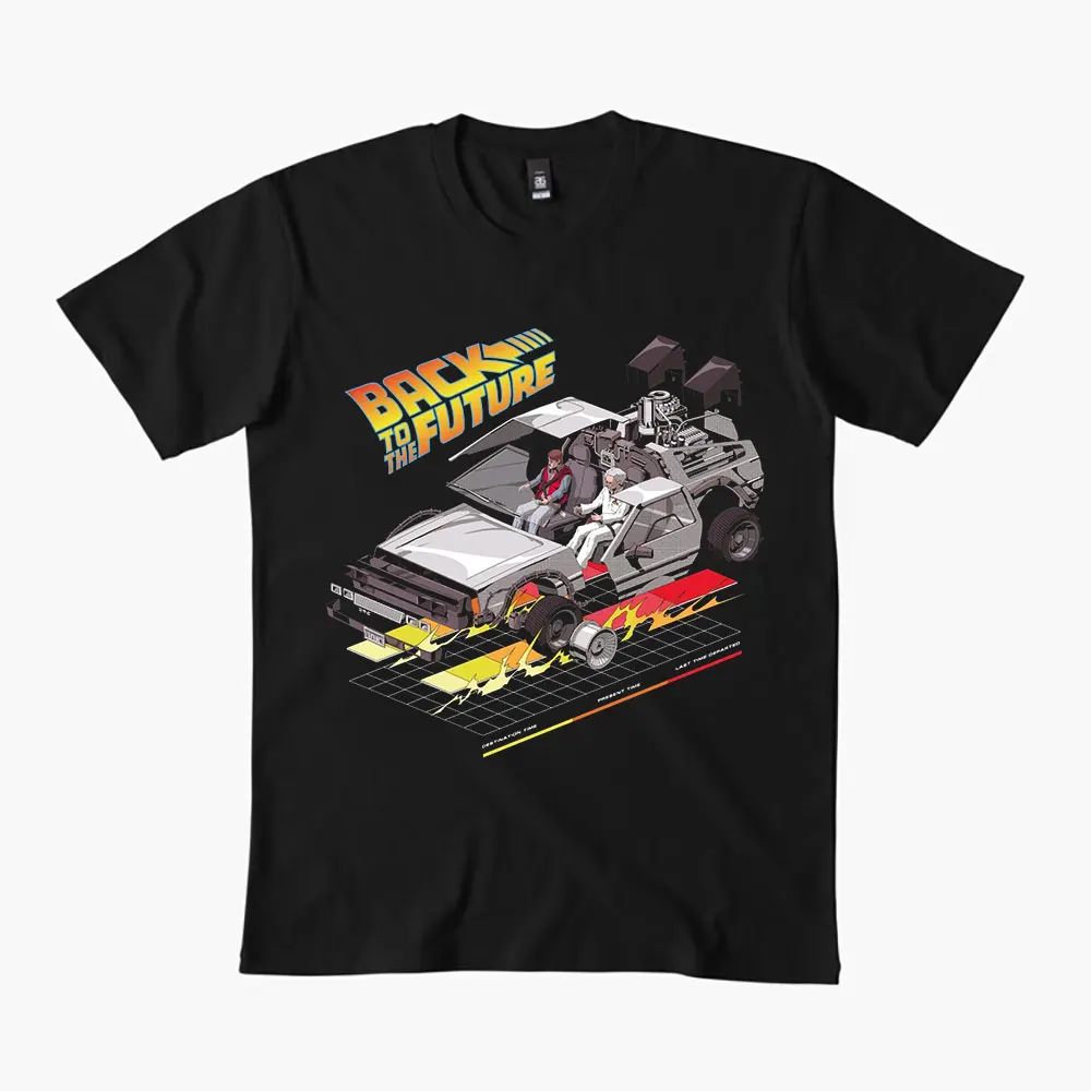 

0324 Back To The Future Retro Sic Fi Gift t shirt Vintage Time Machine DeLorean Graphic Clothes 100% cotton Large size Tops