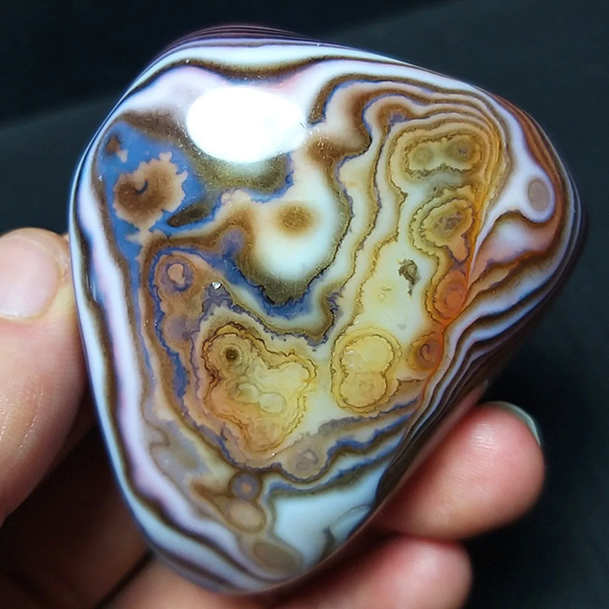 Large Loose Gemstone Banded Agate Palm Stone, Polished Tumbled, Genuine Stone, Terrarium Decor, Natural Stone, Table Display